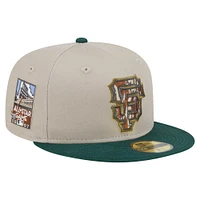 Men's New Era Natural/Hunter Green San Francisco Giants  Lifestyle Tree Bark Fill 59FIFTY Fitted Hat