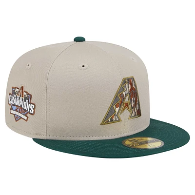 Men's New Era Natural/Hunter Green Arizona Diamondbacks  Lifestyle Tree Bark Fill 59FIFTY Fitted Hat