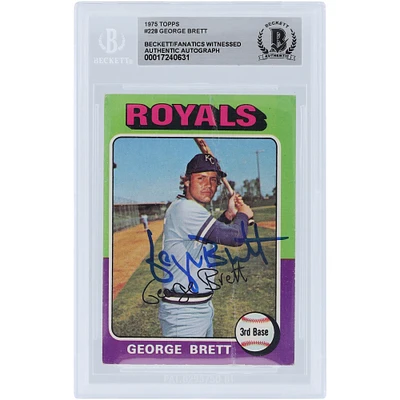 George Brett Kansas City Royals Autographed 1975 Topps #228 Beckett Fanatics Witnessed Authenticated Rookie Card