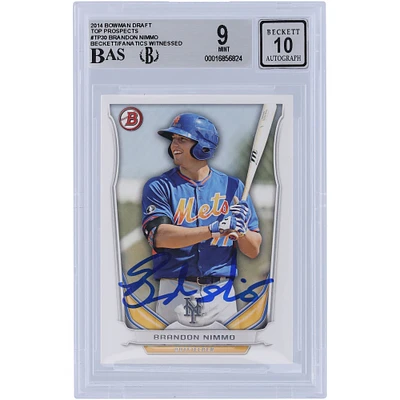 Brandon Nimmo New York Mets Autographed 2014 Bowman Draft #TP-30 Beckett Fanatics Witnessed Authenticated 9/10 Card