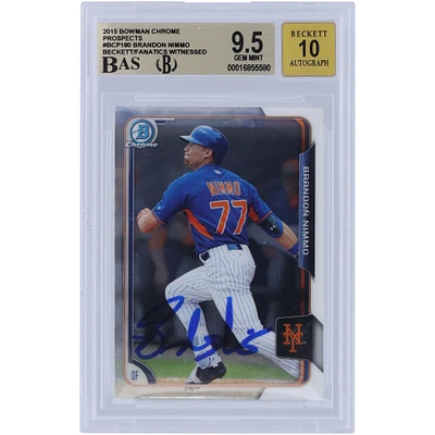 Brandon Nimmo New York Mets Autographed 2015 Bowman Chrome #BCP180 Beckett Fanatics Witnessed Authenticated 9.5/10 Card