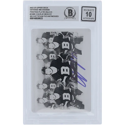 Charlie McAvoy Boston Bruins Autographed 2022-23 Upper Deck Defense Mechanism Black Printing Plate #DM-20 #1/1 Beckett Fanatics Witnessed Authenticated 10 Card