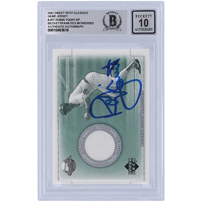 Robin Yount Milwaukee Brewers Autographed 2002 Upper Deck Sweet Spot Classic Game Jersey Relic #J-RY Beckett Fanatics Witnessed Authenticated /10 Card