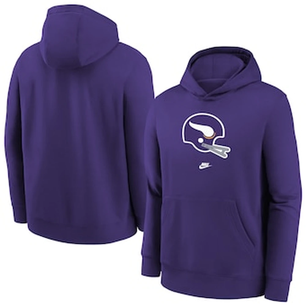 Youth Nike Purple Minnesota Vikings Club Fleece Logo Pullover Hoodie