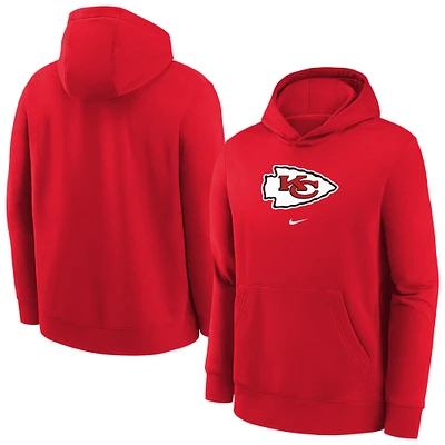 Youth Nike Red Kansas City Chiefs Club Fleece Logo Pullover Hoodie