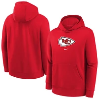 Youth Nike Red Kansas City Chiefs Club Fleece Logo Pullover Hoodie