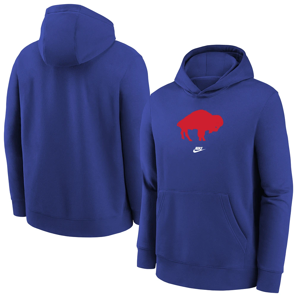 Youth Nike Royal Buffalo Bills Club Fleece Logo Pullover Hoodie