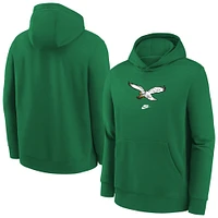 Youth Nike Kelly Green Philadelphia Eagles Club Fleece Logo Pullover Hoodie