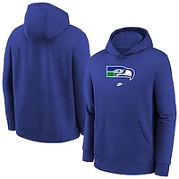 Youth Nike Royal Seattle Seahawks Club Fleece Logo Pullover Hoodie