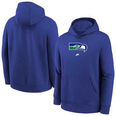 Youth Nike Royal Seattle Seahawks Club Fleece Logo Pullover Hoodie