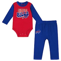 Infant Red/Royal Buffalo Bills Double Up Long Sleeve Bodysuit Pant Set