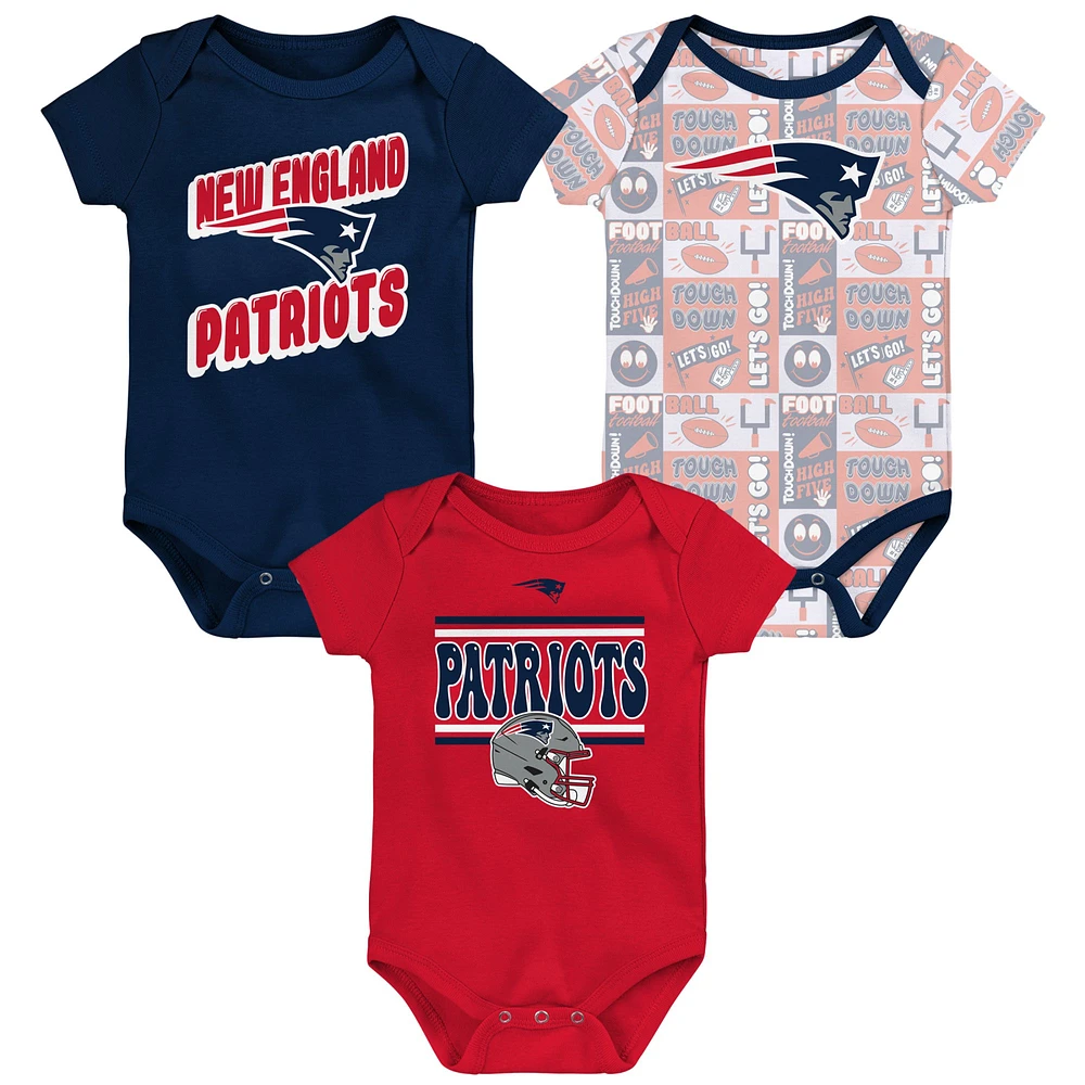 Newborn Navy New England Patriots  Sunday Comics 3-Pack Bodysuit Set