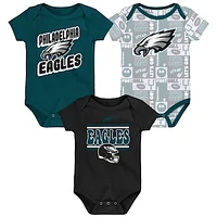 Newborn Midnight Green Philadelphia Eagles  Sunday Comics 3-Pack Bodysuit Set