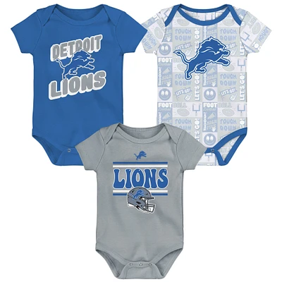 Newborn Blue Detroit Lions  Sunday Comics 3-Pack Bodysuit Set