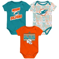 Newborn Miami Dolphins  Sunday Comics 3-Pack Bodysuit Set