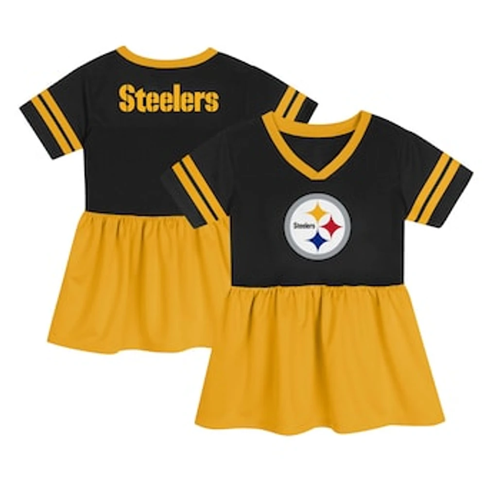 Girls Youth Black/Gold Pittsburgh Steelers Stadium Lights Jersey Dress