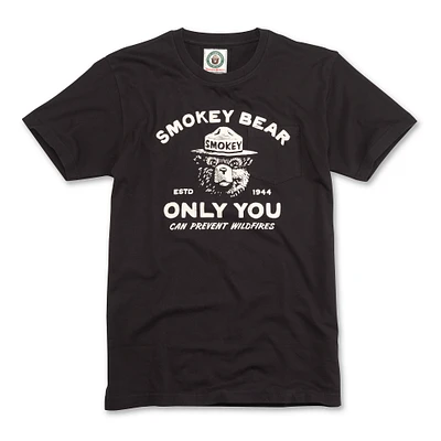 Men's American Needle Black Smokey Bear Burton Pocket T-Shirt
