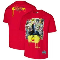 Men's Freeze Max Red Batman Comics Spray Paint Loose Fit T-Shirt