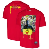 Men's Freeze Max Red Batman Comics Spray Paint Loose Fit T-Shirt