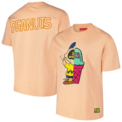 Men's Freeze Max Orange Peanuts Charlie Brown Ice Scream Loose Fit T-Shirt