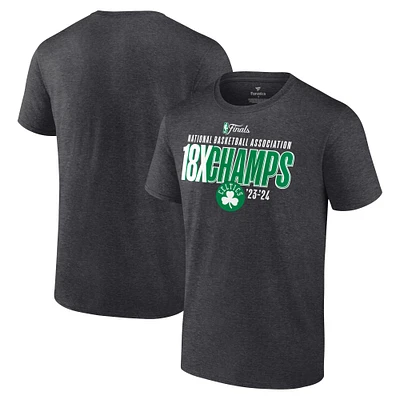 Men's Fanatics Heather Charcoal Boston Celtics 18-Time NBA Finals Champions Steal the Ball T-Shirt