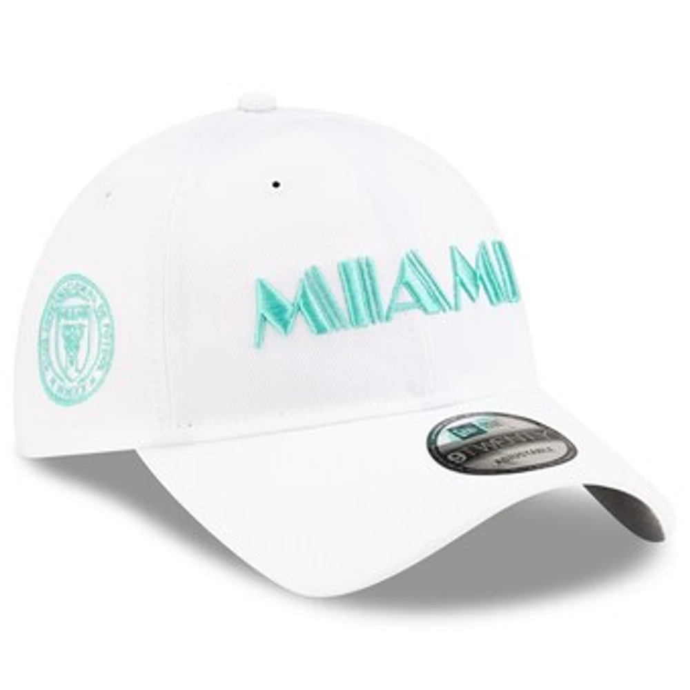 Men's New Era White Inter Miami CF 2024 9TWENTY Adjustable Hat