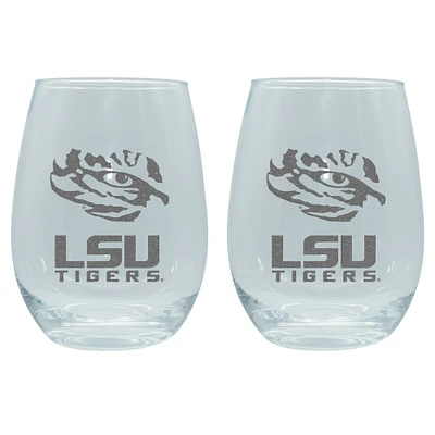 The Memory Company LSU Tigers 2-Pack 15oz. Stemless Wine Glass Set