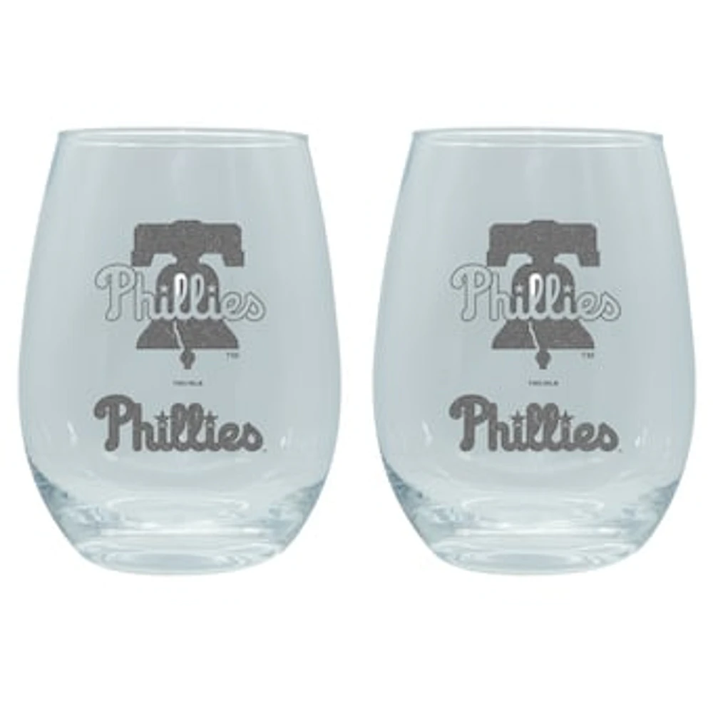 The Memory Company Philadelphia Phillies 2-Pack 15oz. Stemless Wine Glass Set