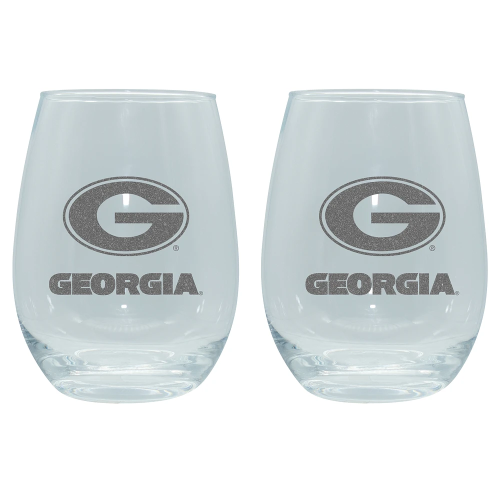 The Memory Company Georgia Bulldogs 2-Pack 15oz. Stemless Wine Glass Set