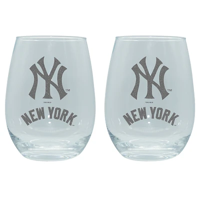 The Memory Company New York Yankees 2-Pack 15oz. Stemless Wine Glass Set