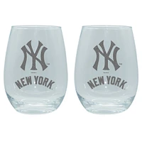 The Memory Company New York Yankees 2-Pack 15oz. Stemless Wine Glass Set