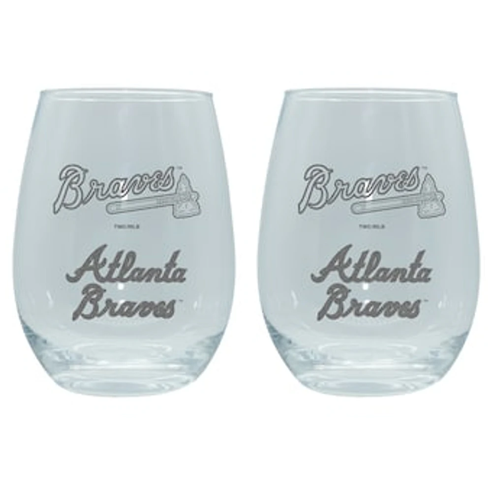 The Memory Company Atlanta Braves 2-Pack 15oz. Stemless Wine Glass Set