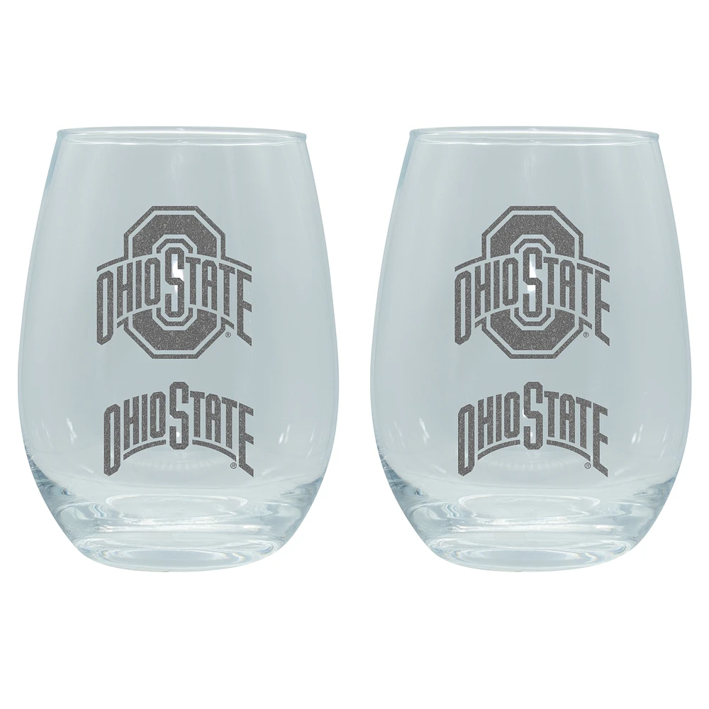 The Memory Company Ohio State Buckeyes 2-Pack 15oz. Stemless Wine Glass Set