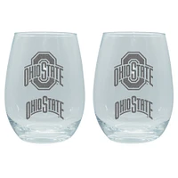 The Memory Company Ohio State Buckeyes 2-Pack 15oz. Stemless Wine Glass Set