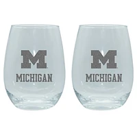 The Memory Company Michigan Wolverines 2-Pack 15oz. Stemless Wine Glass Set