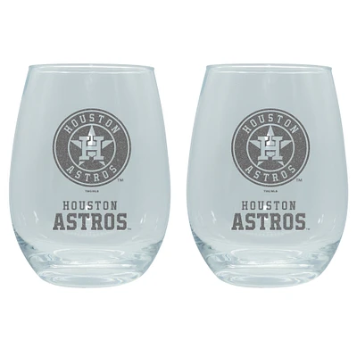 The Memory Company Houston Astros 2-Pack 15oz. Stemless Wine Glass Set