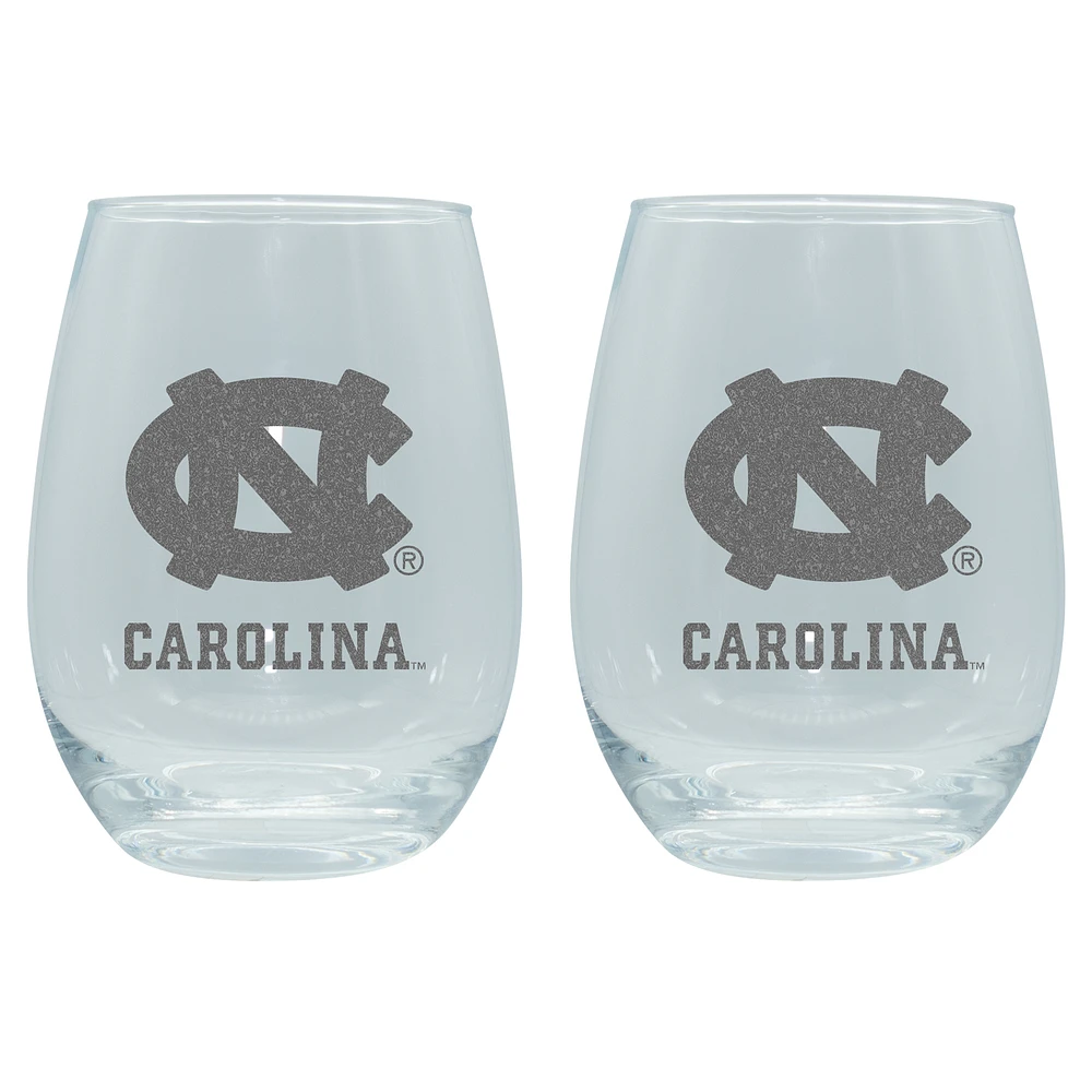 The Memory Company North Carolina Tar Heels 2-Pack 15oz. Stemless Wine Glass Set