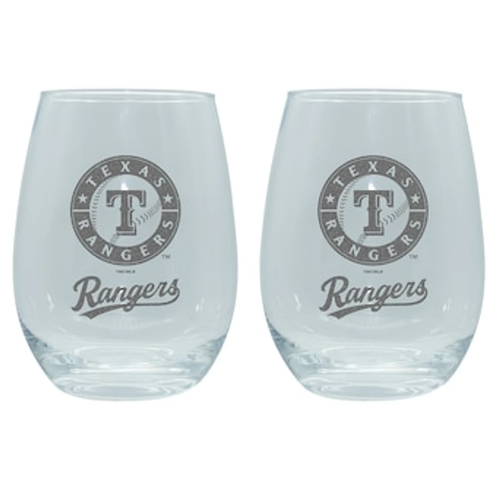 The Memory Company Texas Rangers 2-Pack 15oz. Stemless Wine Glass Set