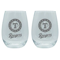 The Memory Company Texas Rangers 2-Pack 15oz. Stemless Wine Glass Set