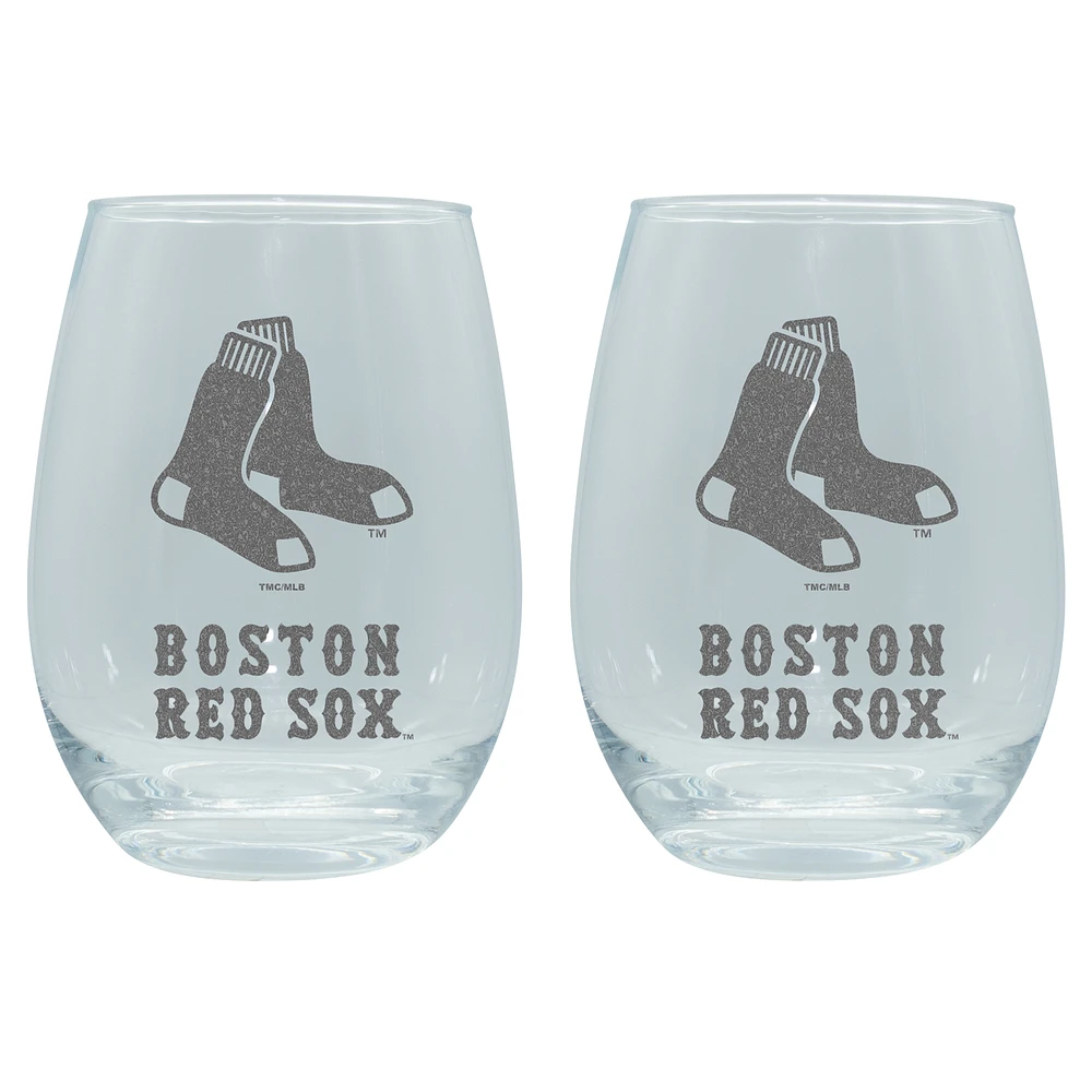 The Memory Company Boston Red Sox 2-Pack 15oz. Stemless Wine Glass Set