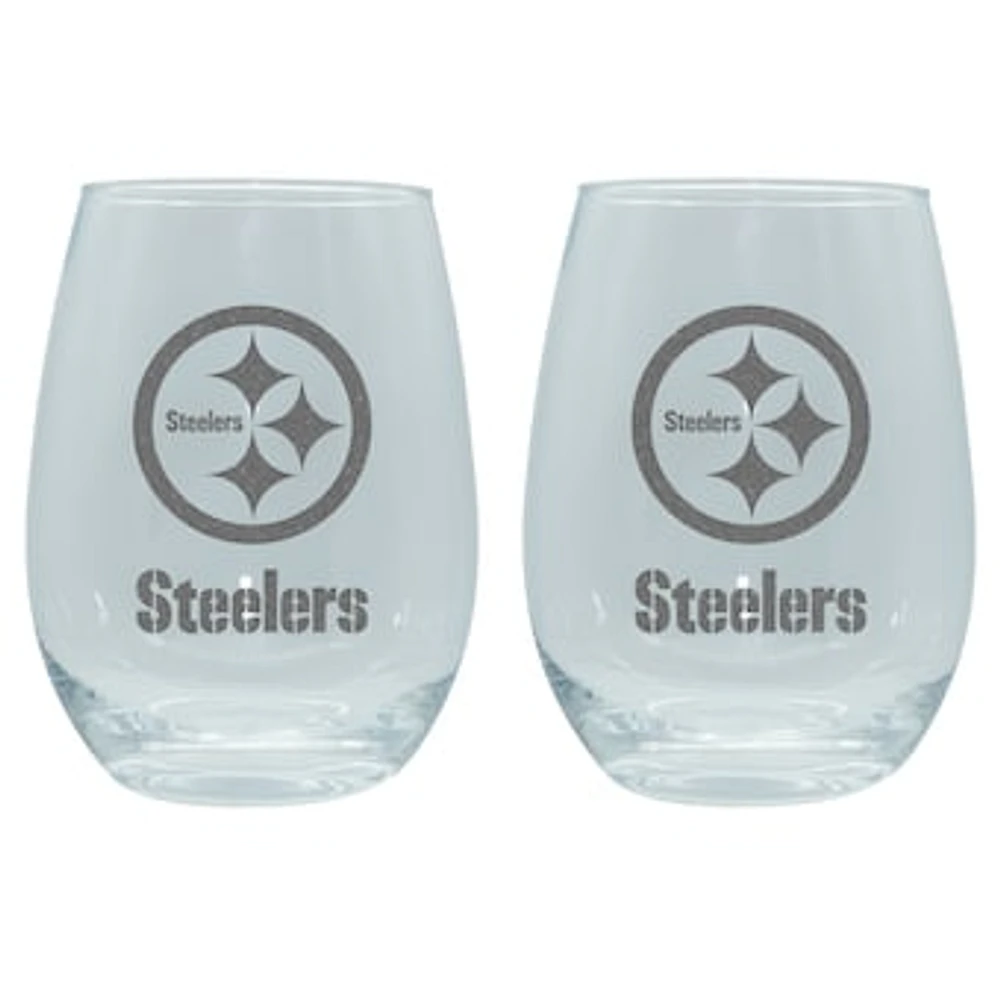 The Memory Company Pittsburgh Steelers 2-Pack 15oz. Stemless Wine Glass Set