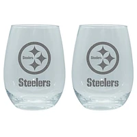 The Memory Company Pittsburgh Steelers 2-Pack 15oz. Stemless Wine Glass Set