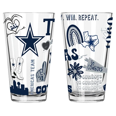 The Memory Company Dallas Cowboys 2-Pack 16oz. Pint Glass Loco Design Set