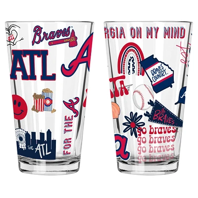 The Memory Company Atlanta Braves 2-Pack 16oz. Pint Glass Loco Design Set