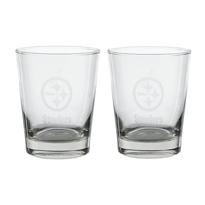 The Memory Company Pittsburgh Steelers 2-Pack 15oz. Double Old Fashioned Glass Set