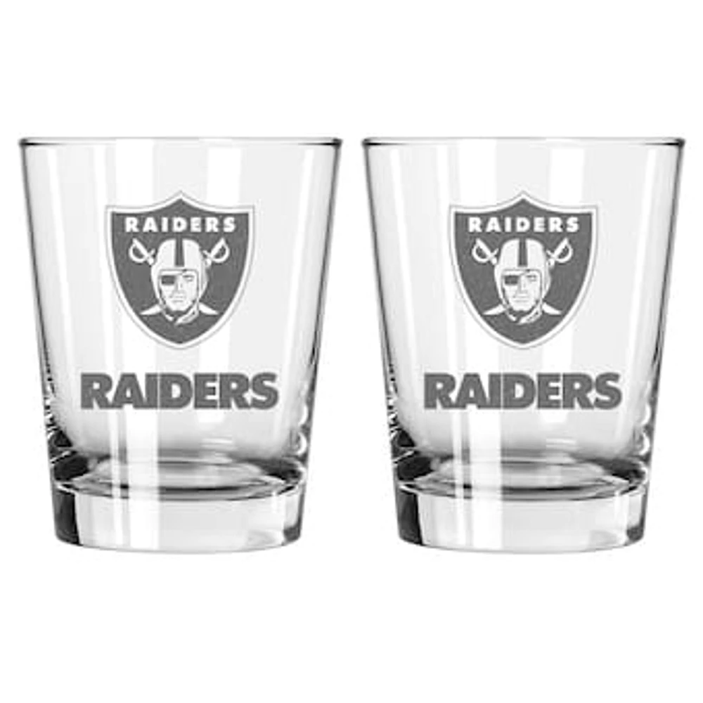 The Memory Company Las Vegas Raiders 2-Pack 15oz. Double Old Fashioned Glass Set