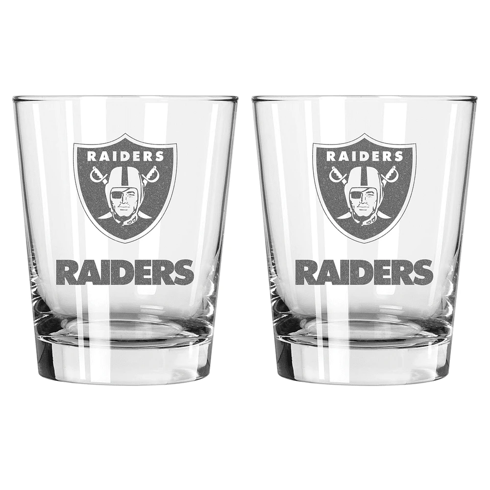 The Memory Company Las Vegas Raiders 2-Pack 15oz. Double Old Fashioned Glass Set