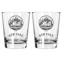 The Memory Company New York Mets 2-Pack 15oz. Double Old Fashioned Glass Set