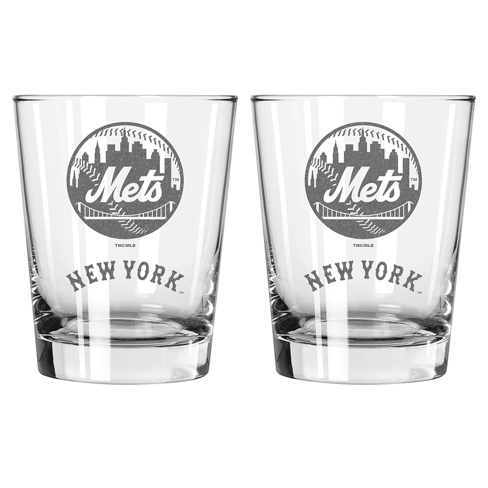 The Memory Company New York Mets 2-Pack 15oz. Double Old Fashioned Glass Set