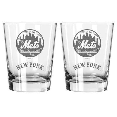 The Memory Company New York Mets 2-Pack 15oz. Double Old Fashioned Glass Set